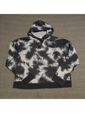Champion tie-dye hoodie in black and white #hoodie